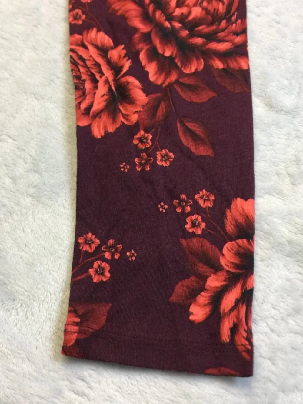 New! Old Navy Dress Girls XXL (18) Burgundy Red Floral Long Sleeve 100% Cotton